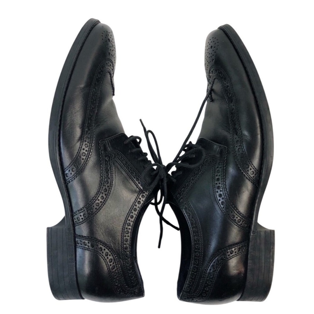 Cole Haan Men Black Leather Wingtip Round Toe Derby Brogue Dress Shoes Size 11 M - Picture 7 of 11